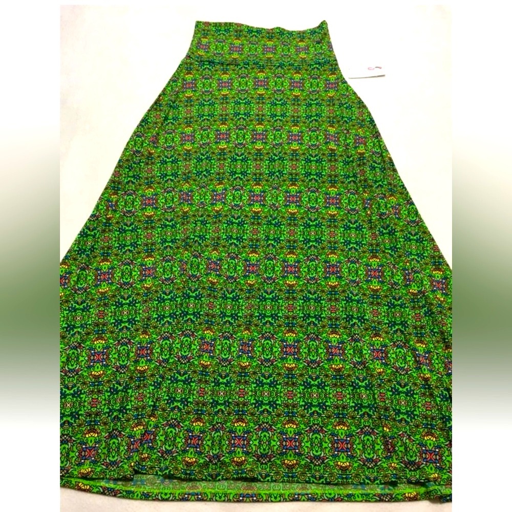 NWT LuLaRoe Boho Aztec Print Maxi Skirt Size XS Green - Picture 4 of 10